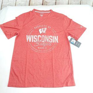 Champion Mens Red Heathered Wisconsin Badgers Pullover T Shirt Size Small